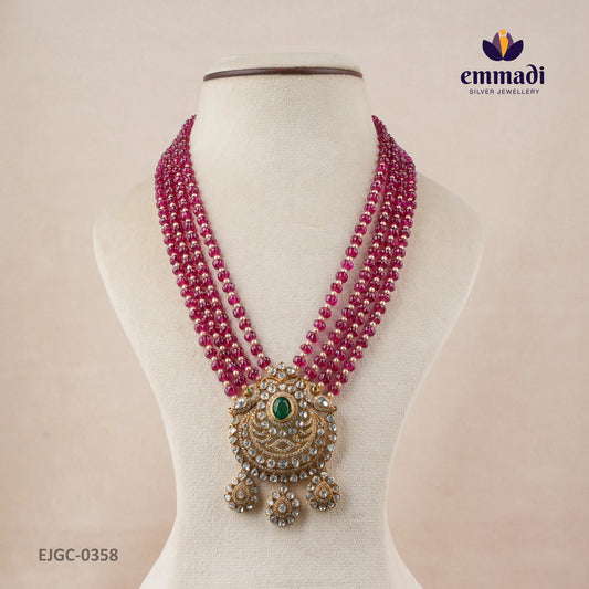 Gunjan Victorian Green Long Necklace