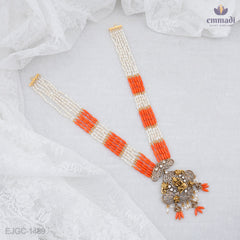 Ekata Elegant Long Victorian White Necklace