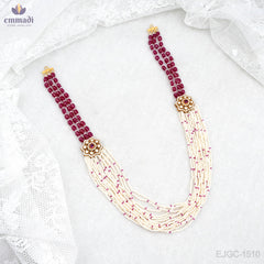 Nayana Elegant Long Victorian Necklace in Pink