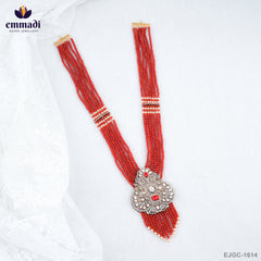 AMRAPALI Exquisite Long Orange Victorian Necklace