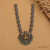 Full Victorian necklace laid flat in a V shape showing the complete chain and pendant design