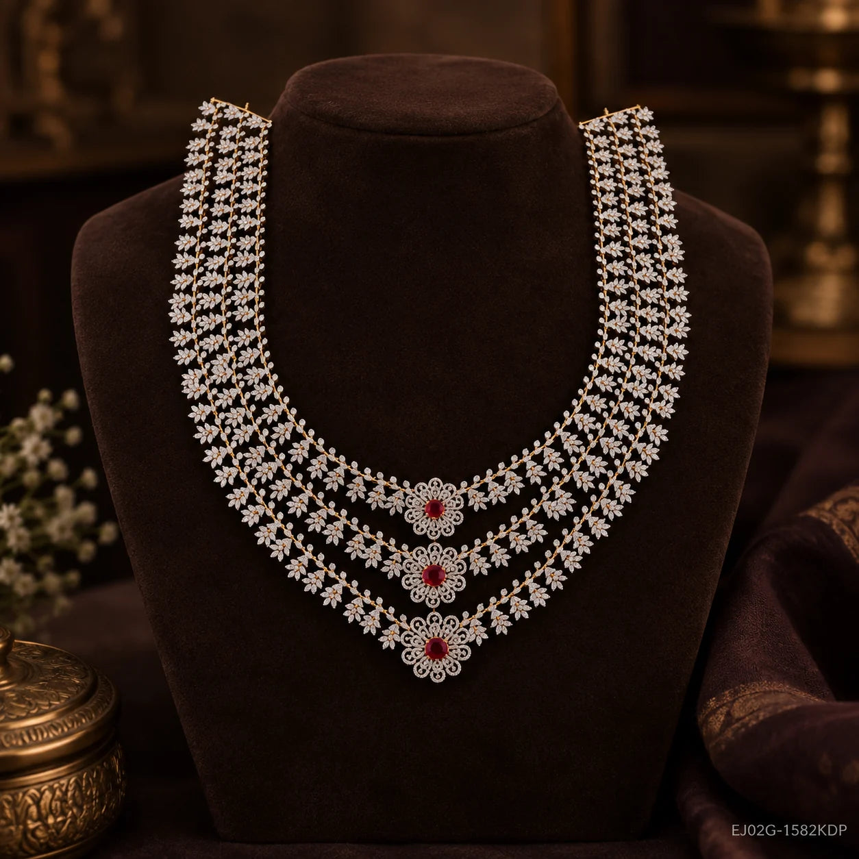Aadhya Ethika Red Long Necklace, view 7