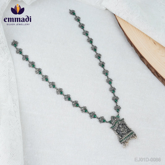 Arshita Dhriti Handcrafted Long Necklace: Oxidised Green