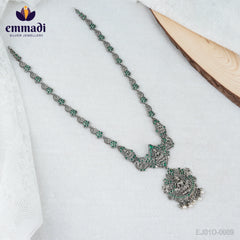 Aadya Vishnu's Long Necklace Oxidised Green