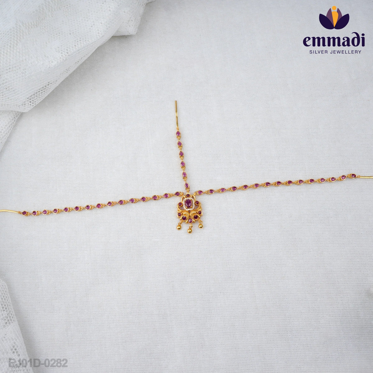 Sita's CZ Red Mata Patti: Handcrafted Indian Jewellery with Pure Gold Plating