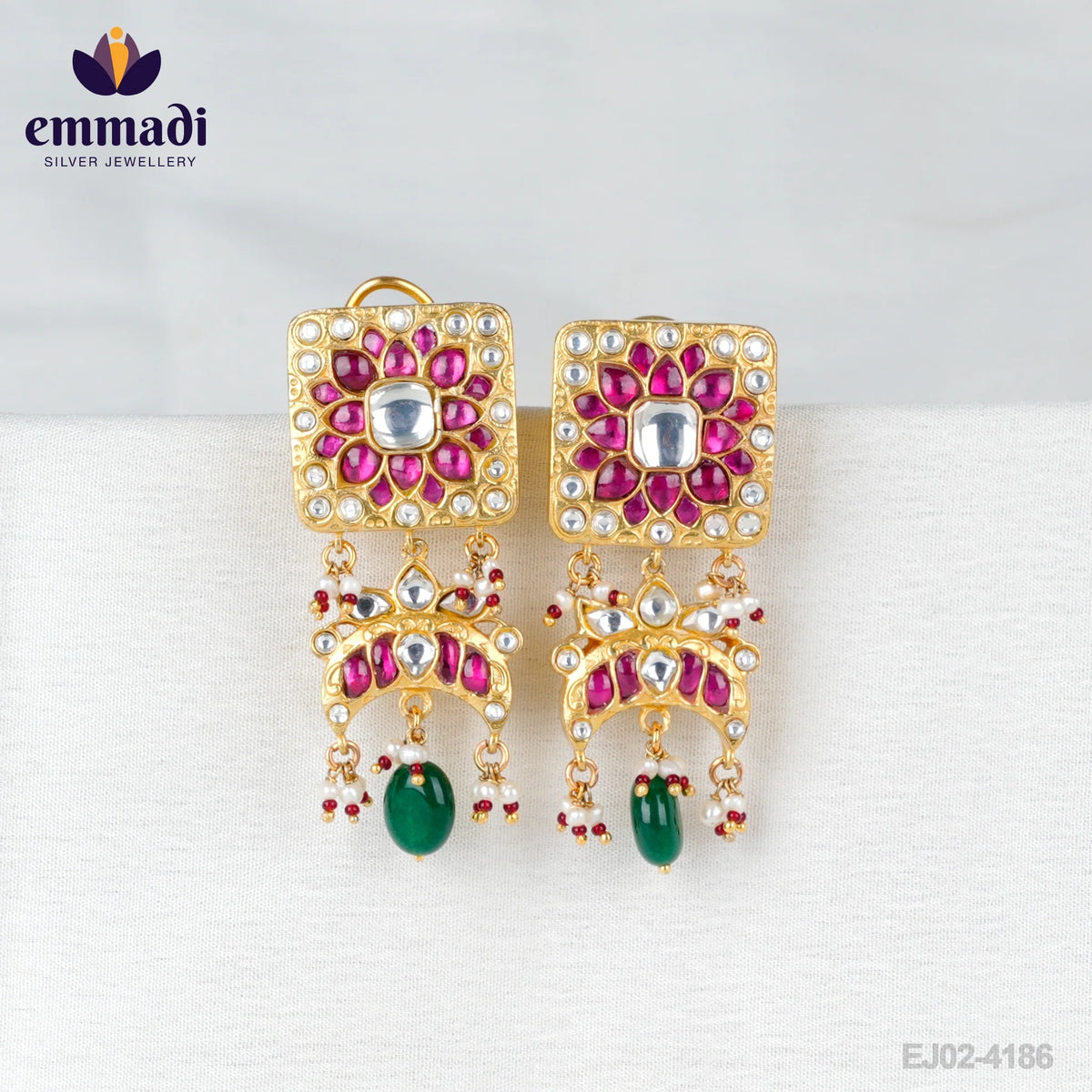 Arpitha Emmadi Jewellers: HANGINGS KUNDAN RED