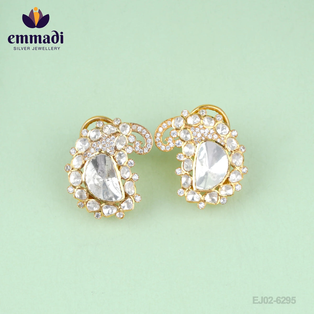 Arpana Gaganjyoti Handcrafted Ear Tops: Moissanite Studs