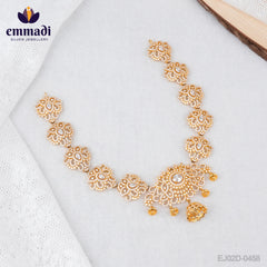 Rani's CZ White Necklace: Exquisite Indian Jewelry Handcrafted with Pure Gold Plating and Pure 92.5 Silver