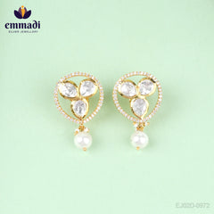 Arina Handcrafted Gold Plated Silver Ear Tops/Studs with Moissanite