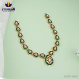 Radhika's Enchanting Moissanite Green Long Necklace - Handcrafted with Pure Gold Plating
