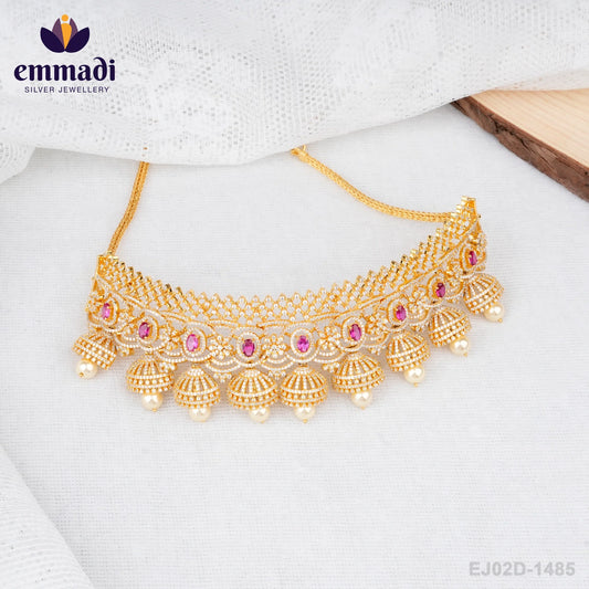 Gauri's Premium CZ Red Choker: Exquisite Indian Jewellery Collection