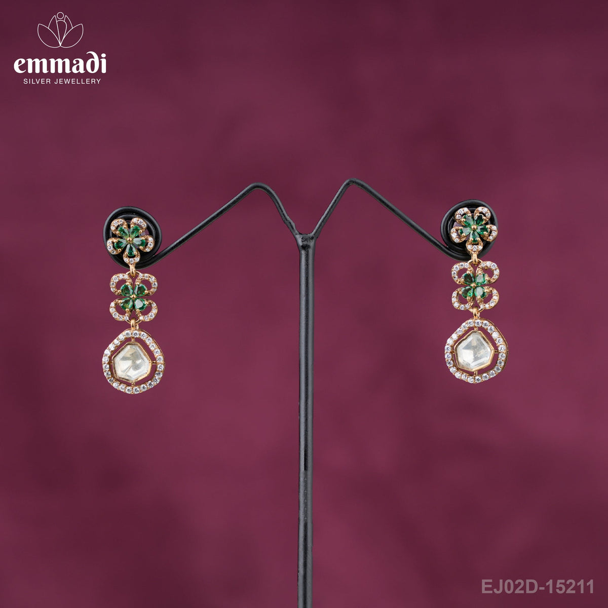 Suman's Victorian Green Hangings: Handcrafted Indian Jewellery with Pure Gold Plating