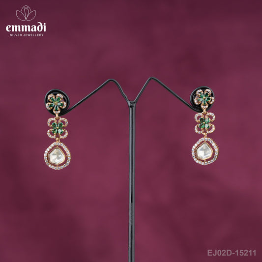 Suman's Victorian Green Hangings: Handcrafted Indian Jewellery with Pure Gold Plating