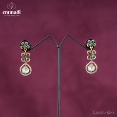 Suman's Victorian Green Hangings: Handcrafted Indian Jewellery with Pure Gold Plating