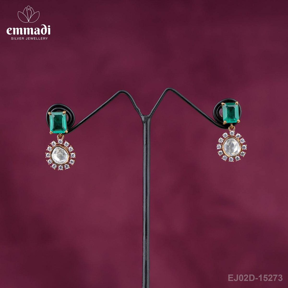 Suman's Victorian Green Hangings: Handcrafted Indian Jewellery with Pure Gold Plating