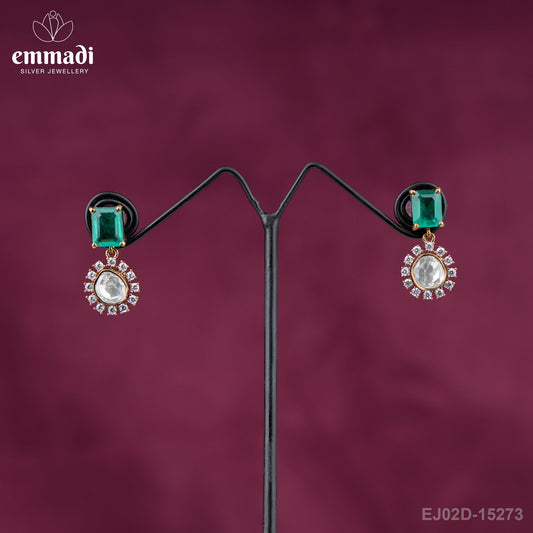 Suman's Victorian Green Hangings: Handcrafted Indian Jewellery with Pure Gold Plating