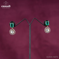 Suman's Victorian Green Hangings: Handcrafted Indian Jewellery with Pure Gold Plating