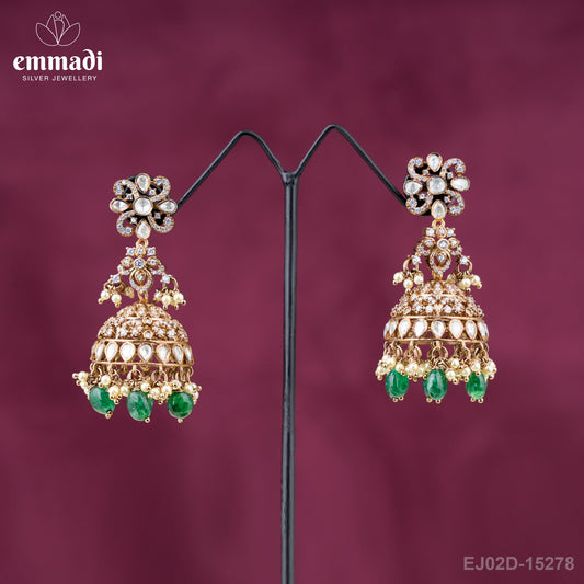 Ratna Jewels - Victorian Green Buttalu Handcrafted with Pure Gold Plating