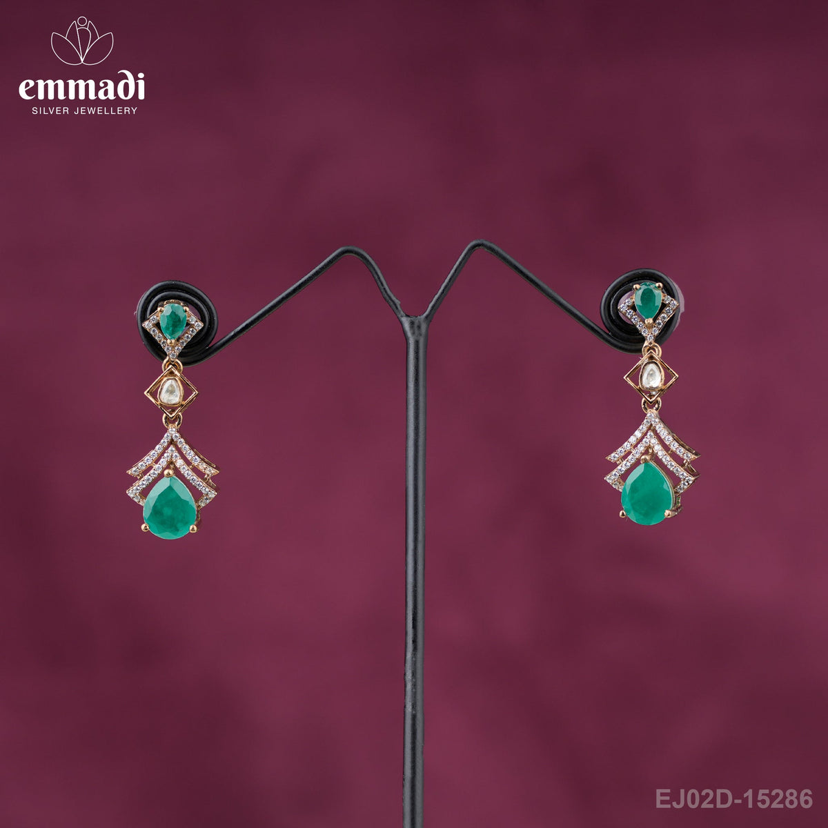 Suman's Victorian Green Hangings: Handcrafted Indian Jewellery with Pure Gold Plating