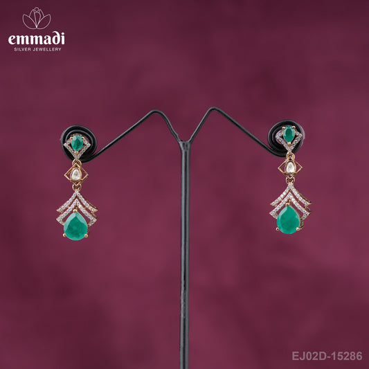 Suman's Victorian Green Hangings: Handcrafted Indian Jewellery with Pure Gold Plating