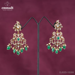 Suman's Victorian Green Hangings: Handcrafted Indian Jewellery with Pure Gold Plating