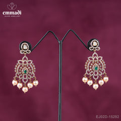 Suman's Victorian Green Hangings: Handcrafted Indian Jewellery with Pure Gold Plating