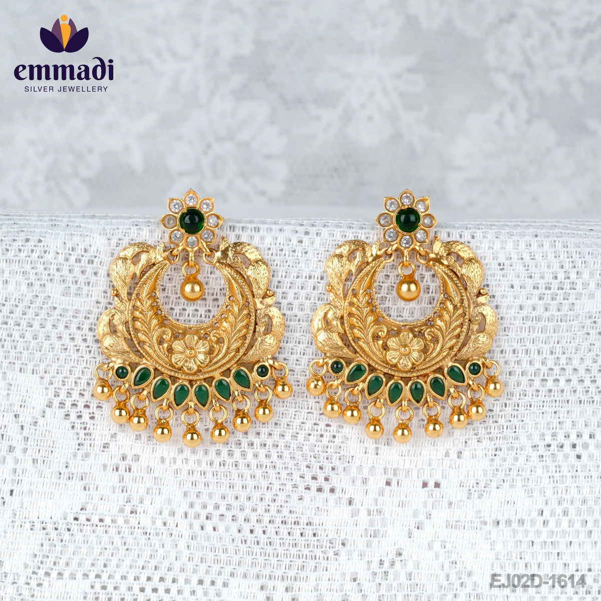 Anuka Nakshi Green: Handcrafted Gold-Plated Silver