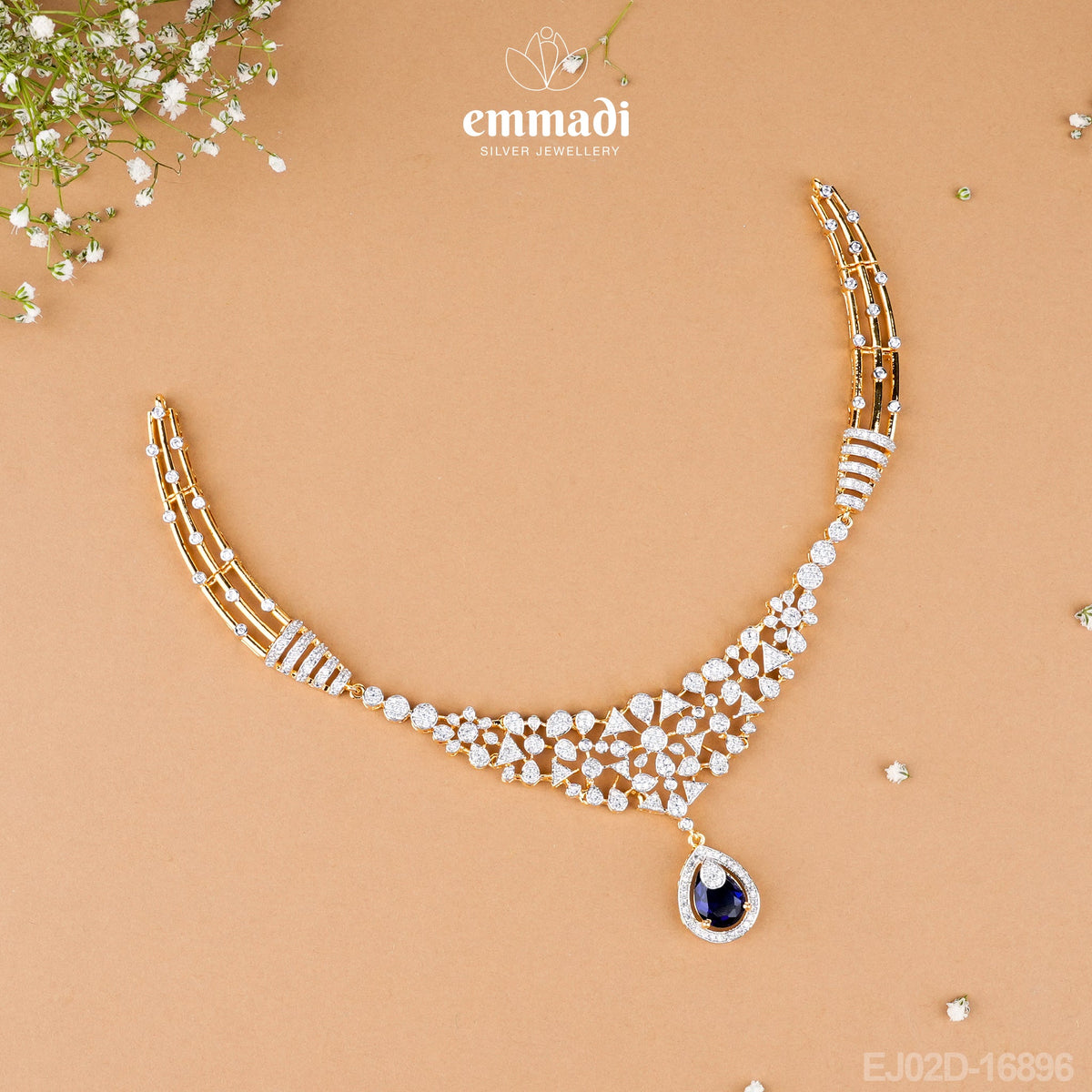 Sumnesh Premium CZ Blue Necklace