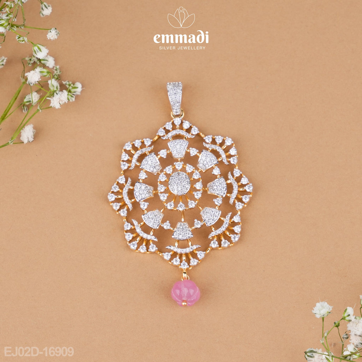 Suman's Premium CZ White Pendant and Studs Set