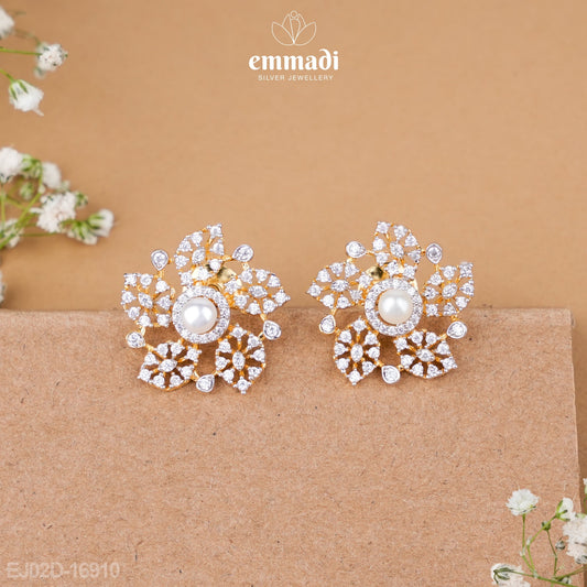 Suman's Premium CZ White Pendant and Studs Set