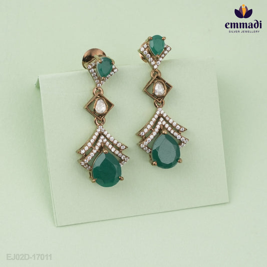 Sangita Victorian Green Hanging Earrings