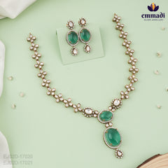 Sameena Victorian Green Stone Necklace and Hangings