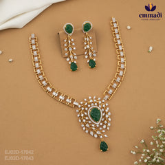 Sahana and Sagita Premium CZ Necklace and Hanging Jewelry Set