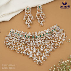 Sadhna Premium CZ Choker and Sabnam Premium CZ Hangings