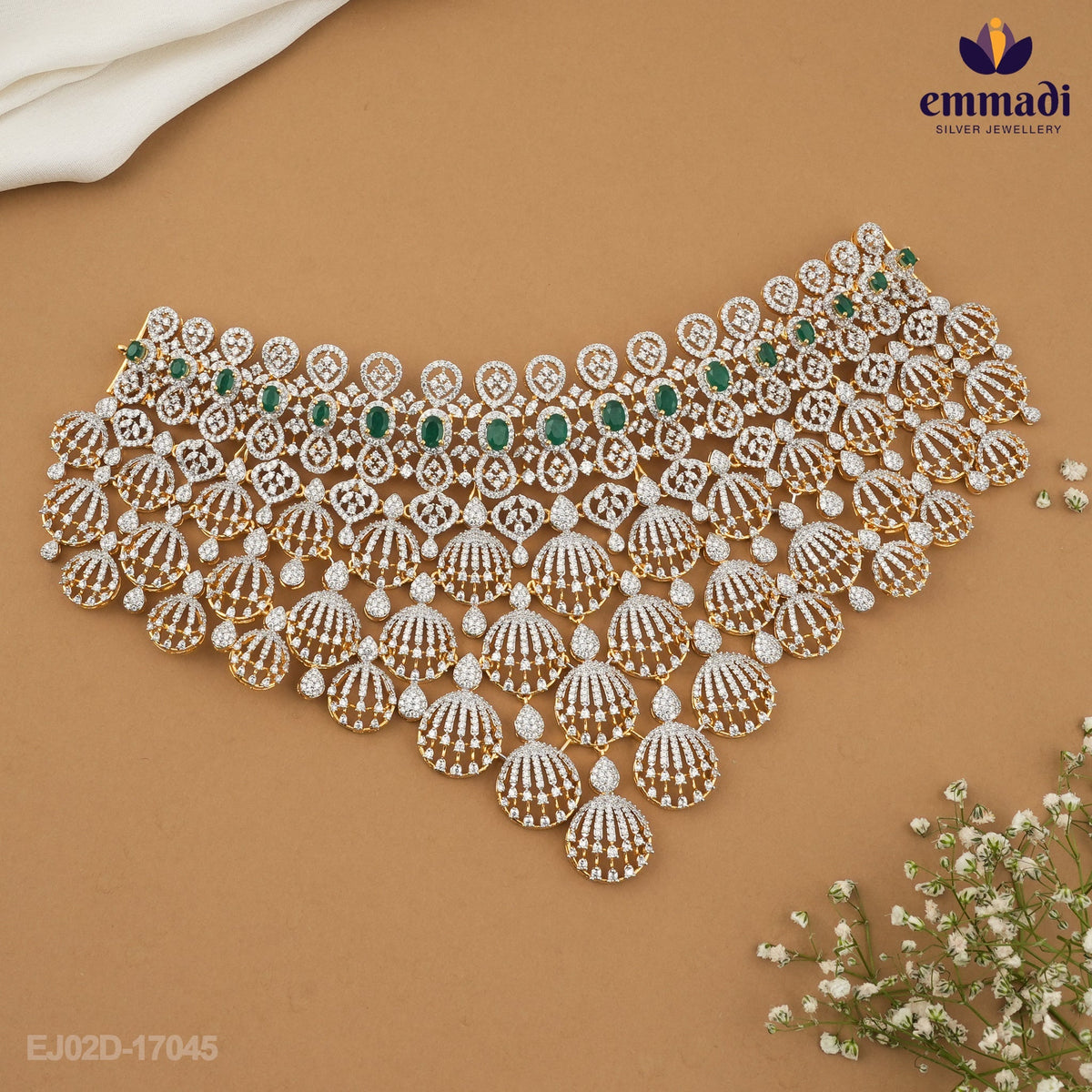 Sadhna Premium CZ Choker and Sabnam Premium CZ Hangings