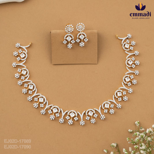 Roopa and Ronak's Premium CZ White Necklace and Hangings Set