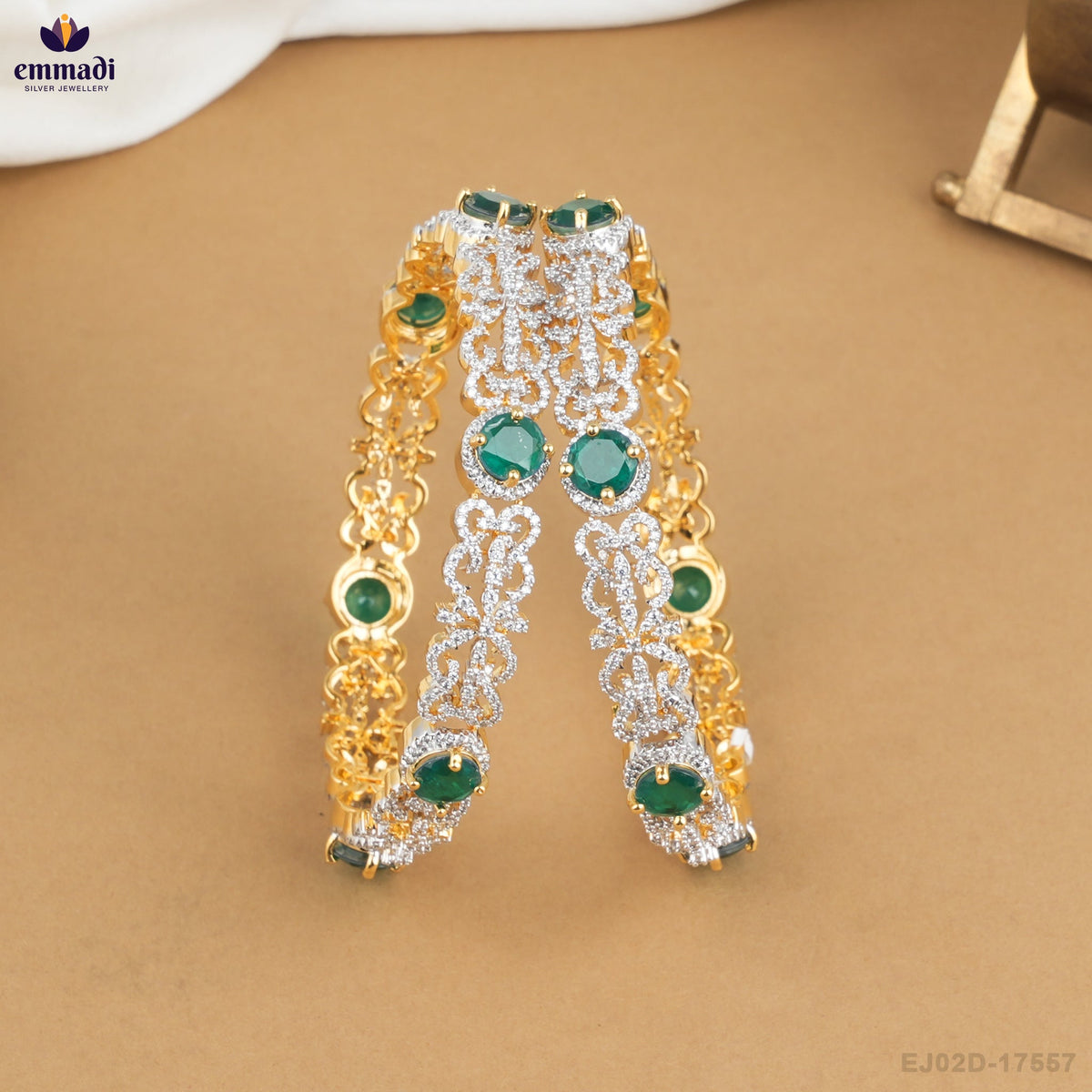 Sapna Elegant Green CZ Bangles