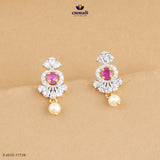 AMRITRASHMI Elegant Pink CZ Silver Studs