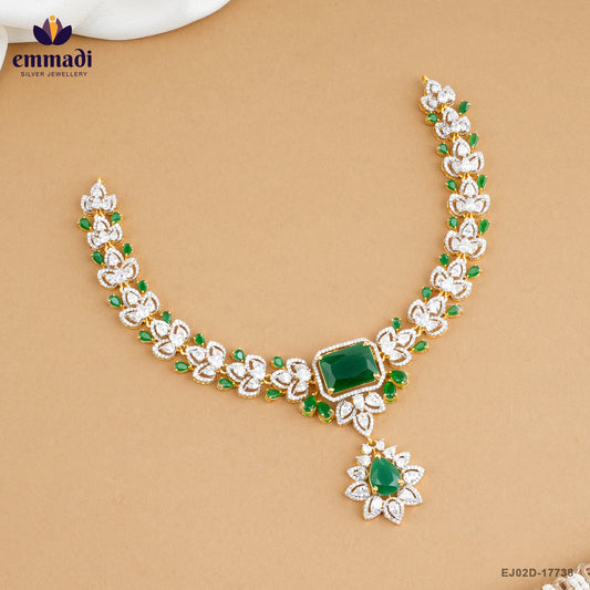 AMSHULA Exquisite Green CZ Necklace