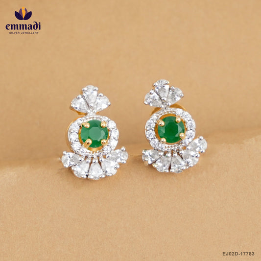Anjushree Exquisite Green Premium CZ Studs