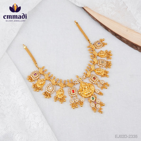 Shreya's CZ Navrathan Necklace - Exquisite Indian Jewellery