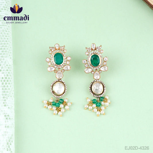 Badima  Hangings Victorian Green: Handcrafted with Pure Gold Plating 92.5 Silver