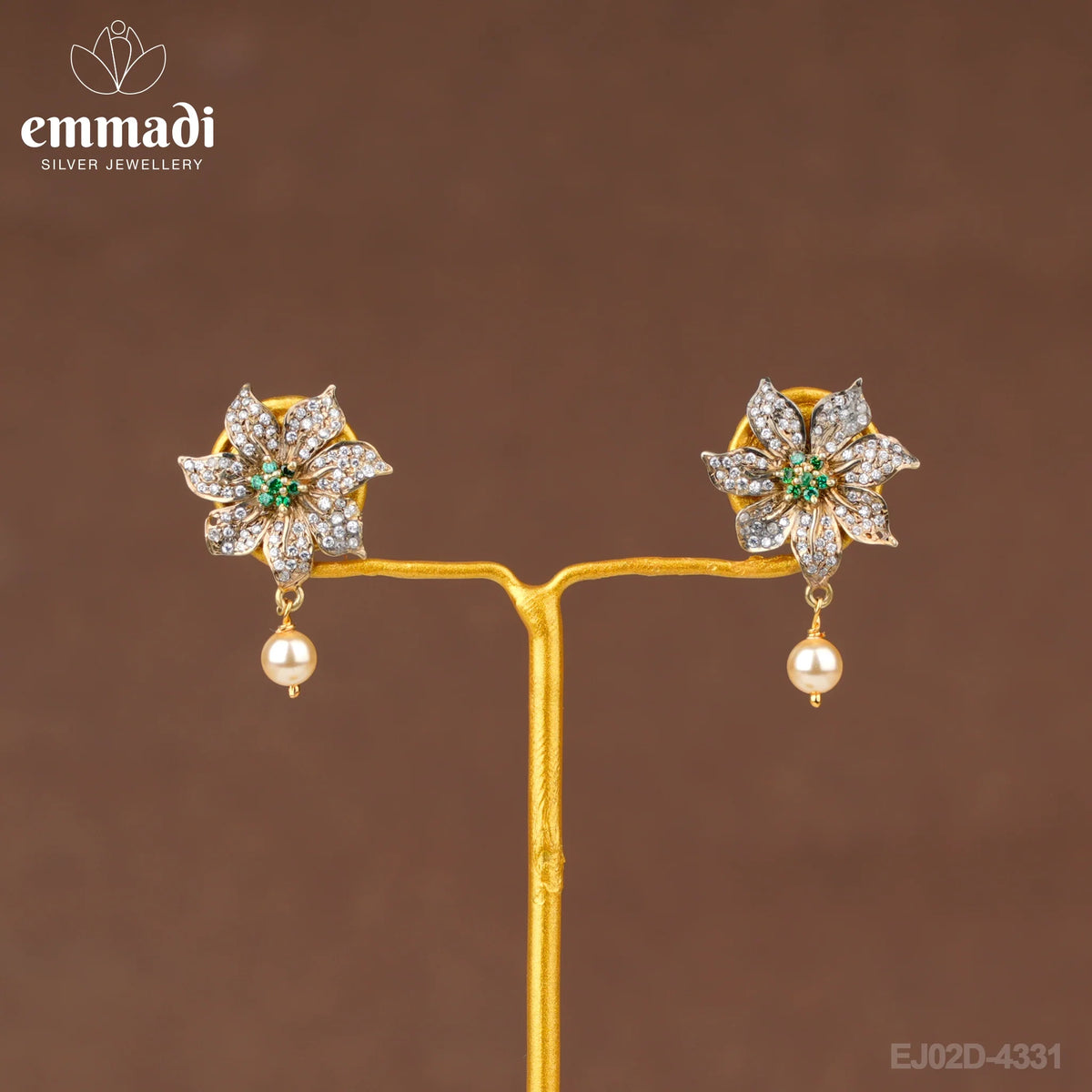 Shruti's CZ White Hangings: Handcrafted Indian Jewellery with Pure Gold Plating