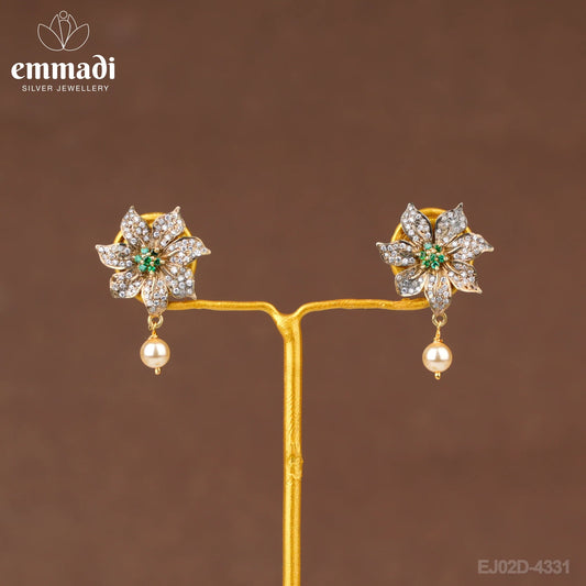 Shruti's CZ White Hangings: Handcrafted Indian Jewellery with Pure Gold Plating