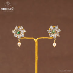 Shruti's CZ White Hangings: Handcrafted Indian Jewellery with Pure Gold Plating
