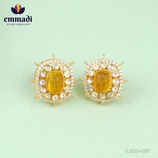 Aahlada Varjita: Handcrafted Yellow Moissanite Ear Tops