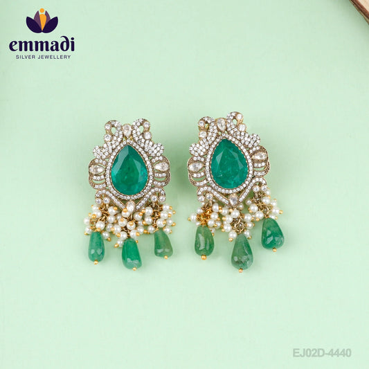 Archita  Hangings Victorian Green: Handcrafted with Pure Gold Plating 92.5 Silver