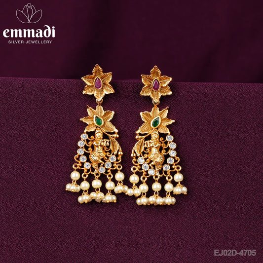 Anjushriya Nirvanahangings: Premium Antique Gold Plated Silver Earrings