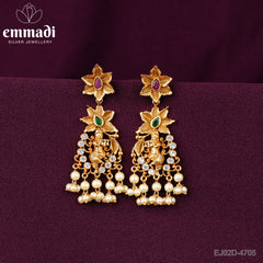 Anjushriya Nirvanahangings: Premium Antique Gold Plated Silver Earrings