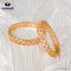 Kavya's CZ Pink Bangles: Handcrafted Indian Jewelry with Pure Gold Plating